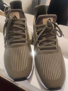 Adidas Men's Olive Green Knit Running Sneakers